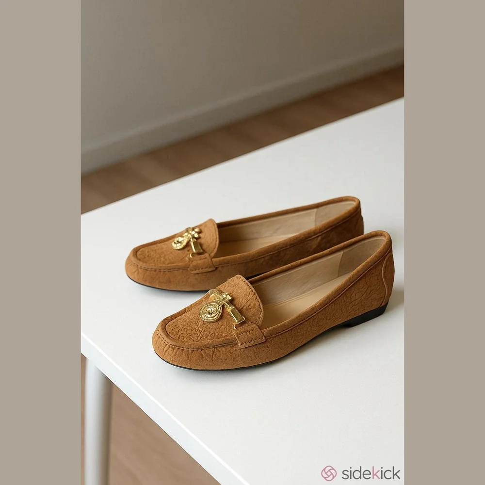 Michael Kors Tan Flats with Gold Detail